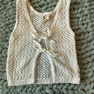 Hippie Rose Cream Crochet Tie-Front Tank